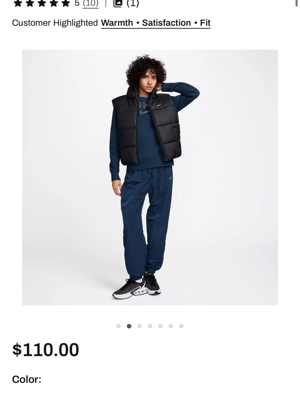 Nike Black Quilted Puffer Vest with Zip